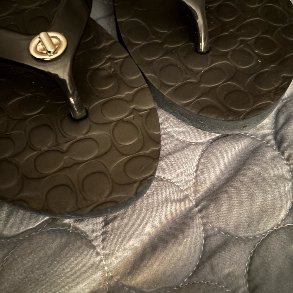 Coach Black Signature Flip Flops - Picture 5 of 5
